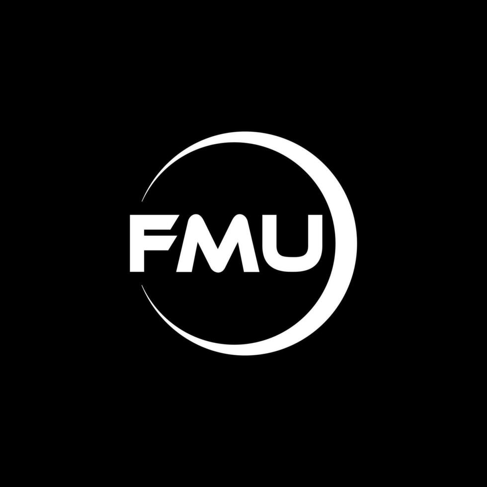 FMU letter logo design in illustration. Vector logo, calligraphy designs for logo, Poster, Invitation, etc.