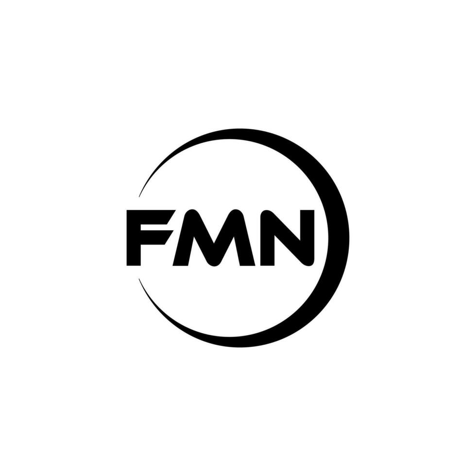 FMN letter logo design in illustration. Vector logo, calligraphy designs for logo, Poster, Invitation, etc.