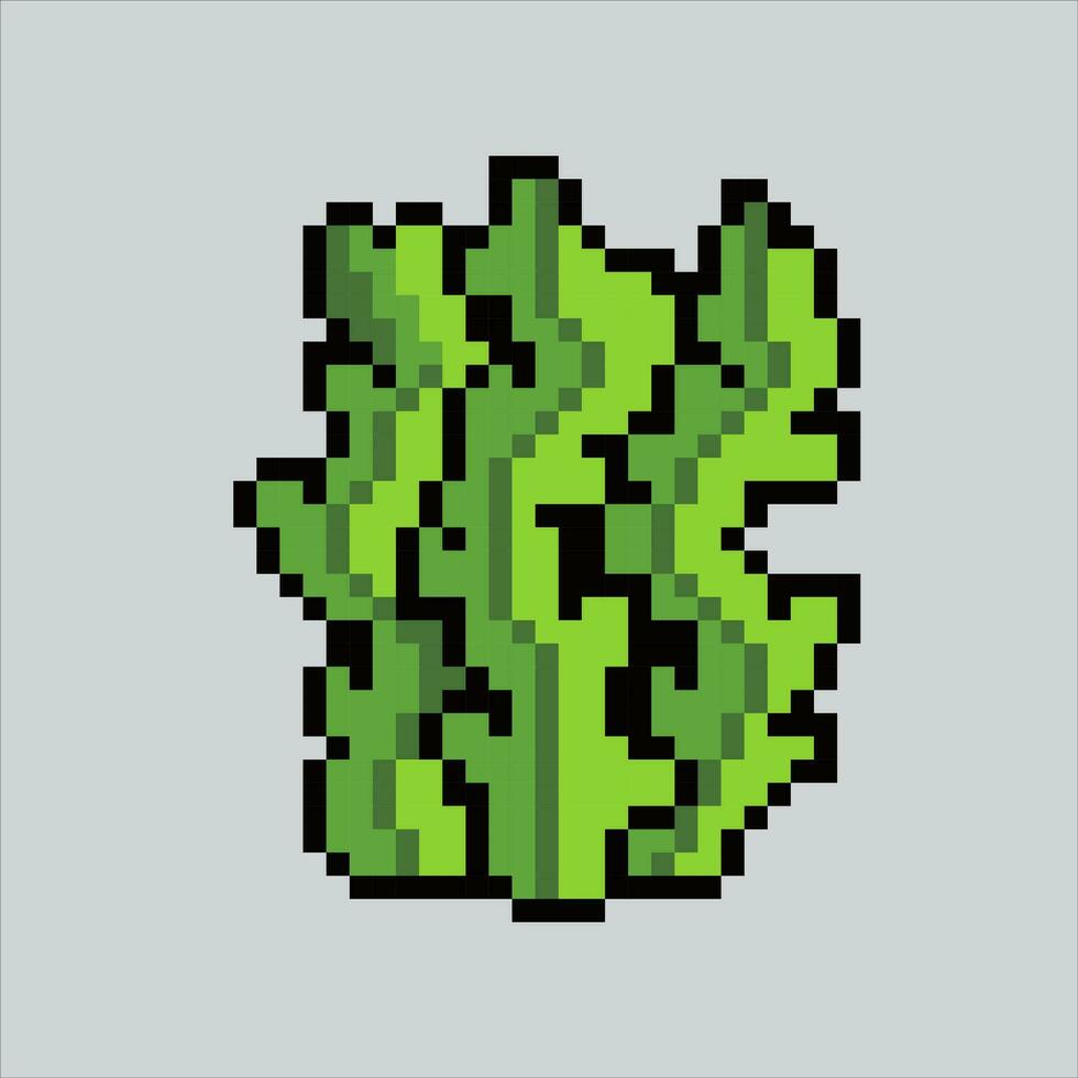 Pixel art illustration Seaweed. Pixelated Seaweed. Green Seaweed icon pixelated for the pixel art game and icon for website and video game. old school retro. vector