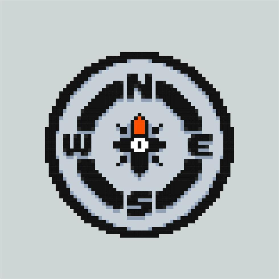 Pixel art illustration compass. Pixelated compass. Compass icon pixelated for the pixel art game and icon for website and video game. old school retro. vector