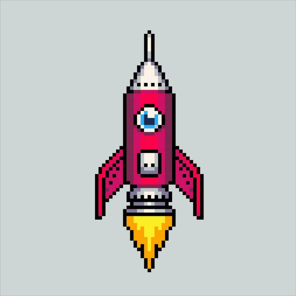 Pixel art illustration Rocket. Pixelated Rocket. Rocket space icon pixelated for the pixel art game and icon for website and video game. old school retro. vector