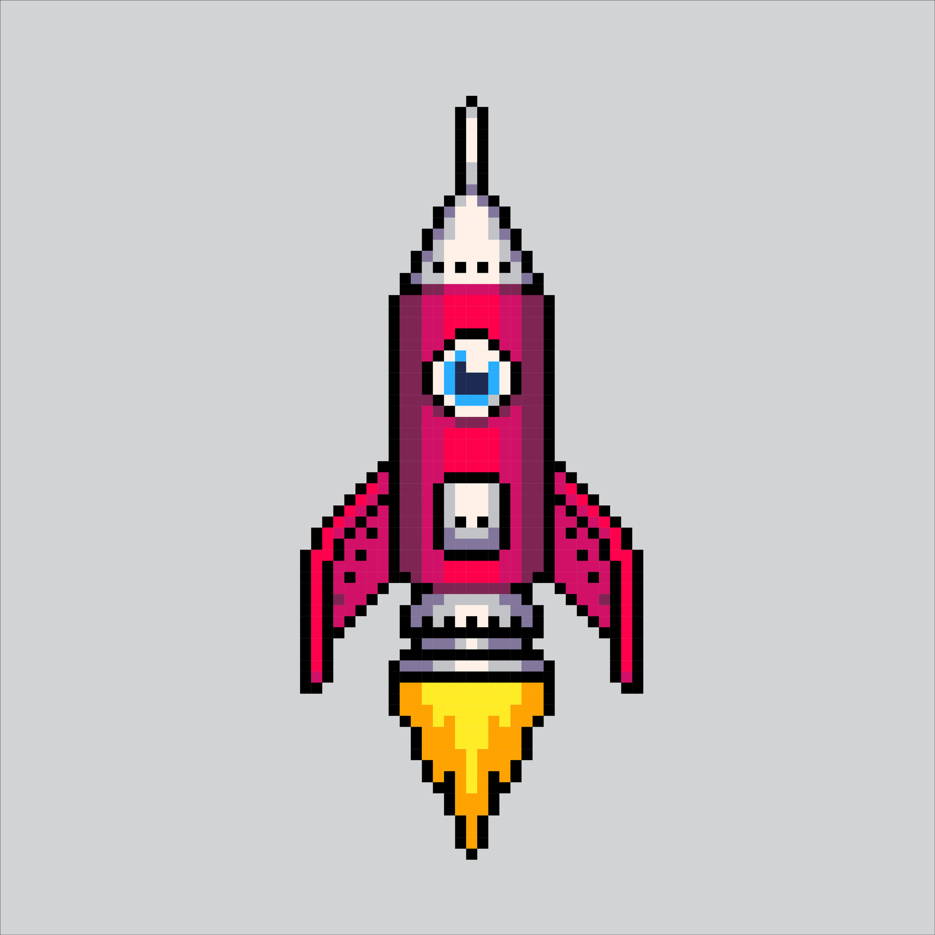 Pixel art illustration Rocket. Pixelated Rocket. Rocket space icon