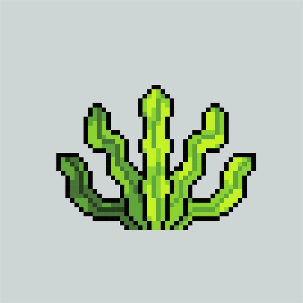 Pixel art illustration Seaweed. Pixelated Seaweed. Green Seaweed icon pixelated for the pixel art game and icon for website and video game. old school retro. vector