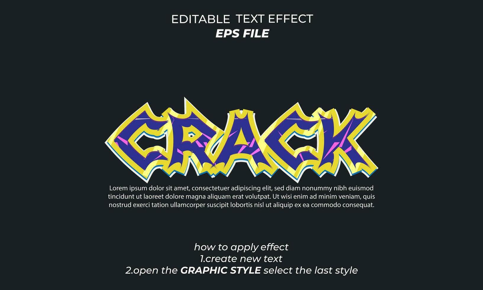 crack text effect, typography, 3d text vector