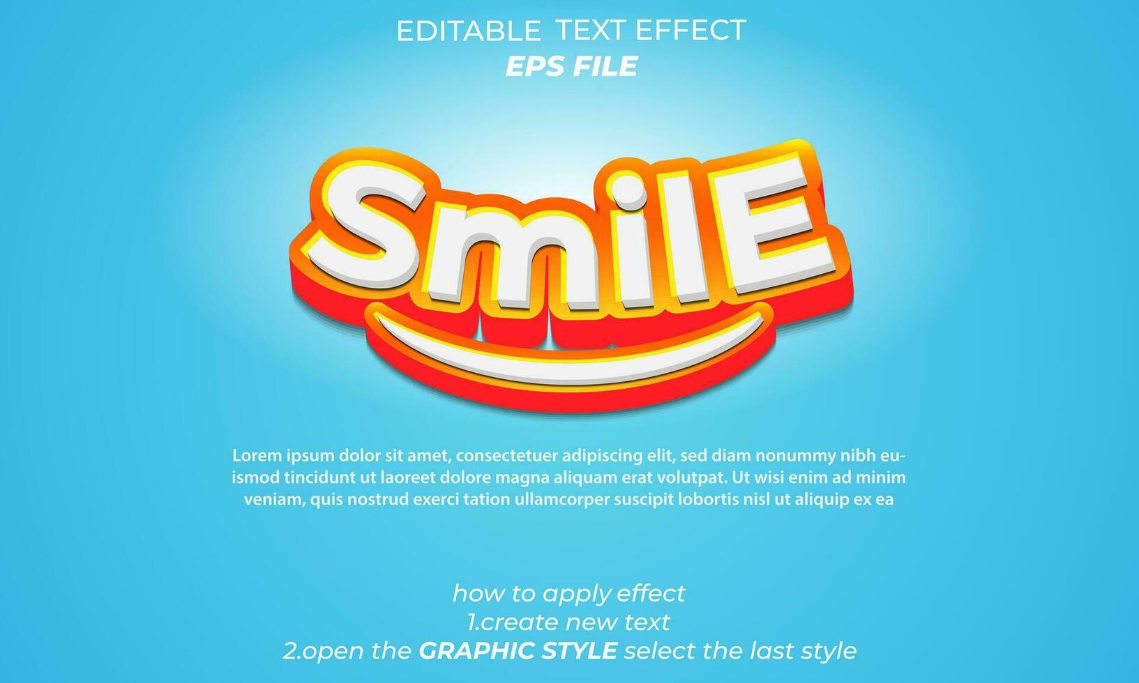 smile text effect, typography, 3d text vector