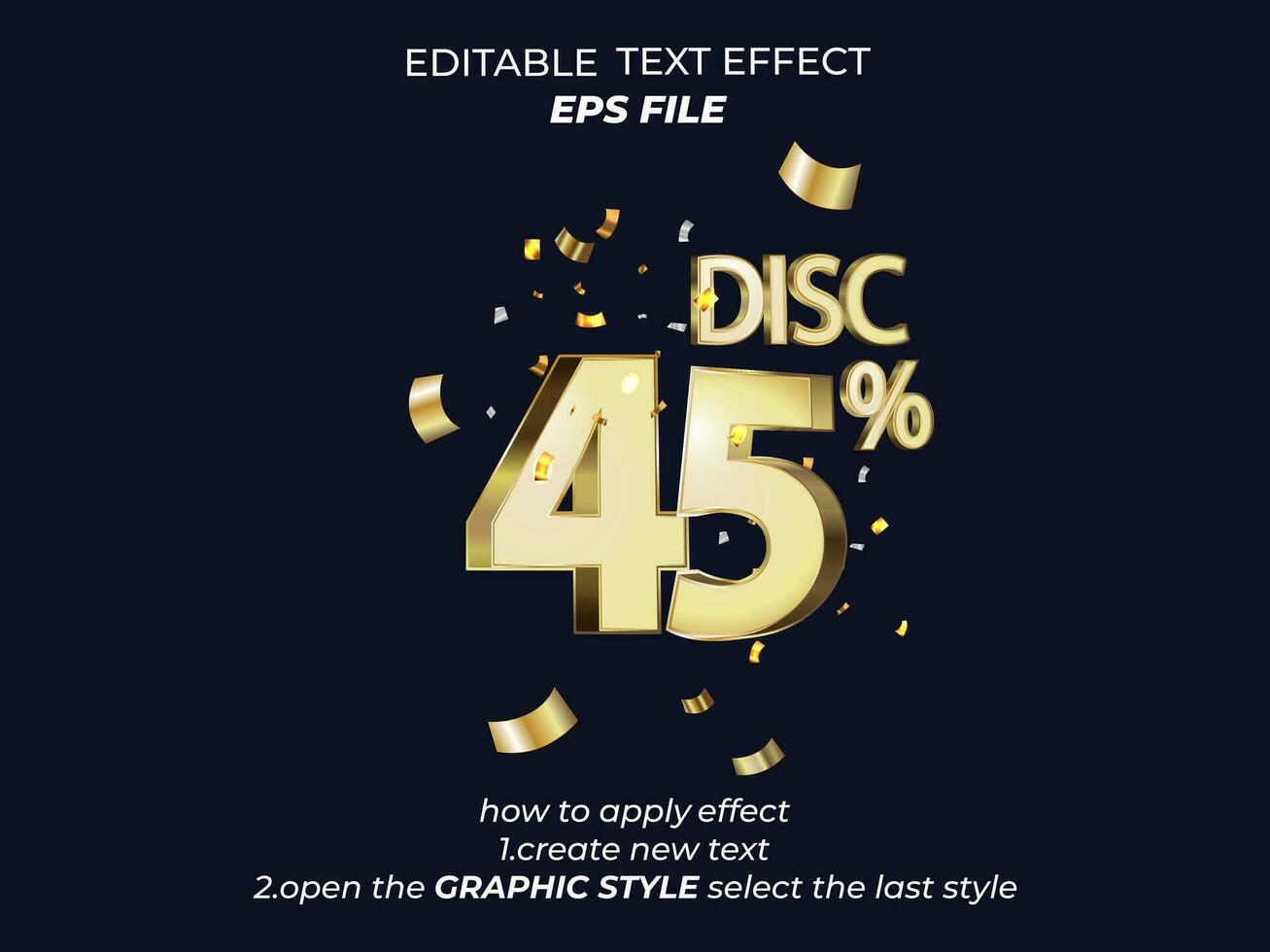 45 percent text effect, typography, 3d text. vector template