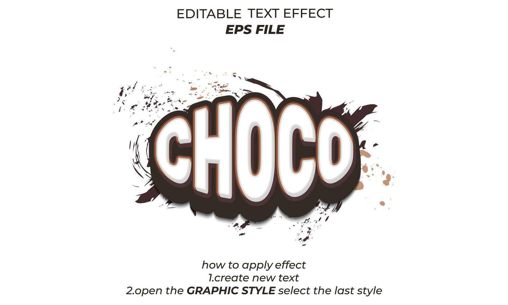 choco text effect, typography, 3d text vector