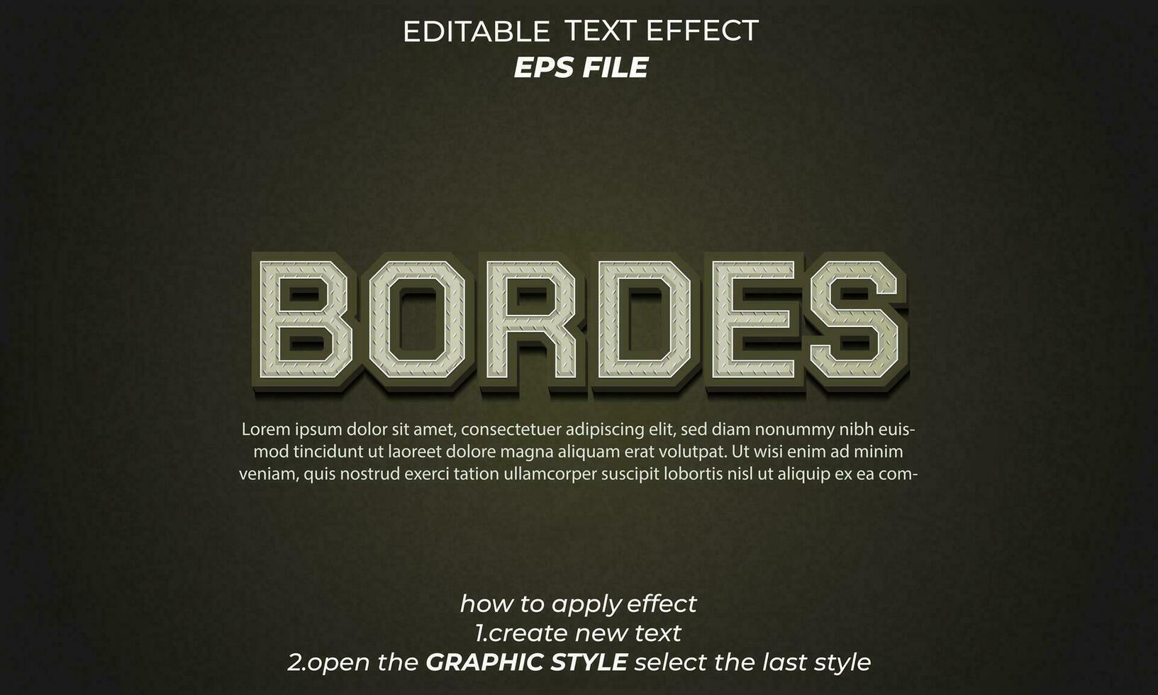 bordes text effect, typography, 3d text vector