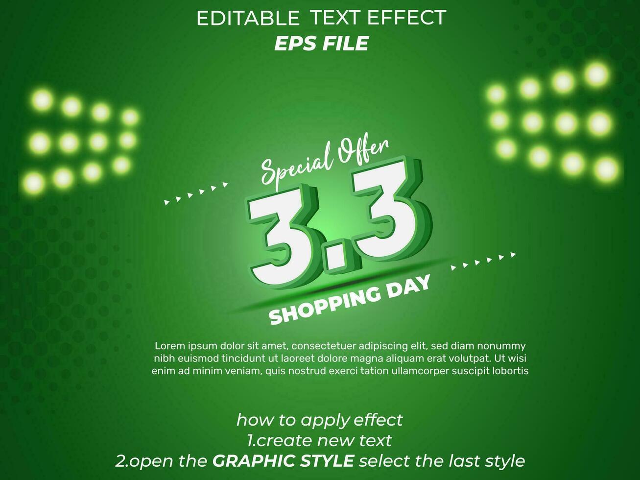 3.3 shopping day anniversary text effect, 3d text, editable for commercial promotion vector