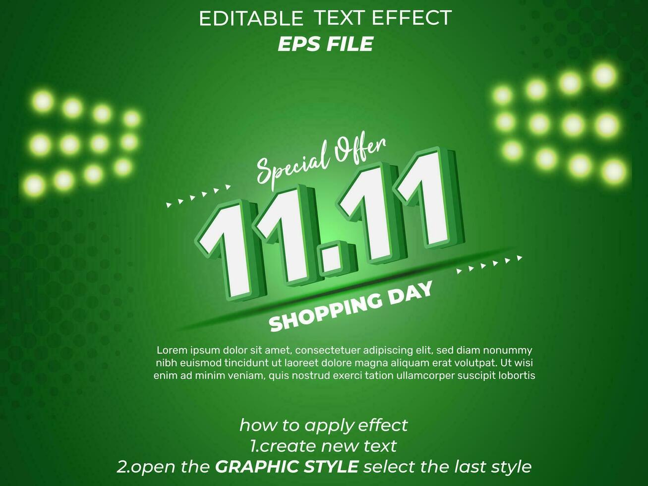 11.11 shopping day anniversary text effect, 3d text, editable for commercial promotion vector