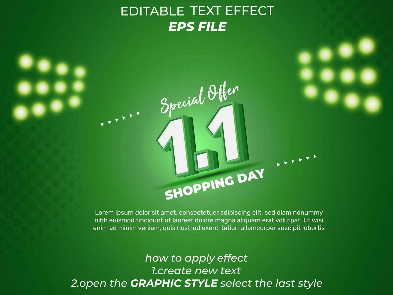 1.1 shopping day anniversary text effect, 3d text, editable for commercial promotion vector