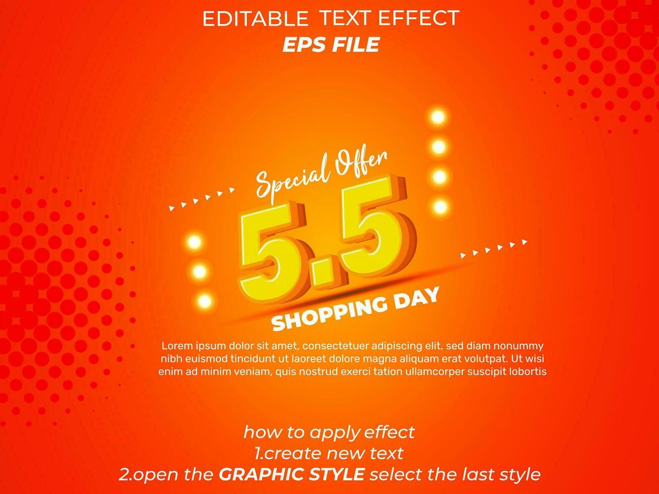 5.5 shopping day anniversary text effect, 3d text, editable for commercial promotion vector