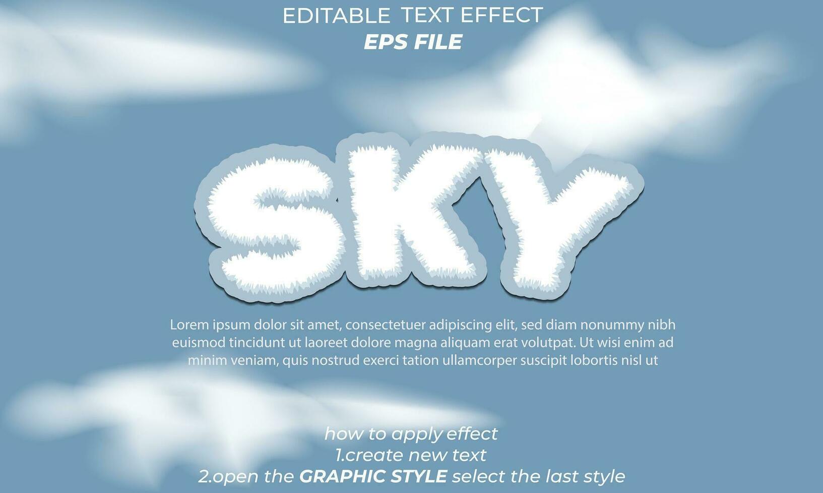 sky text effect, font editable, typography, 3d text. vector template