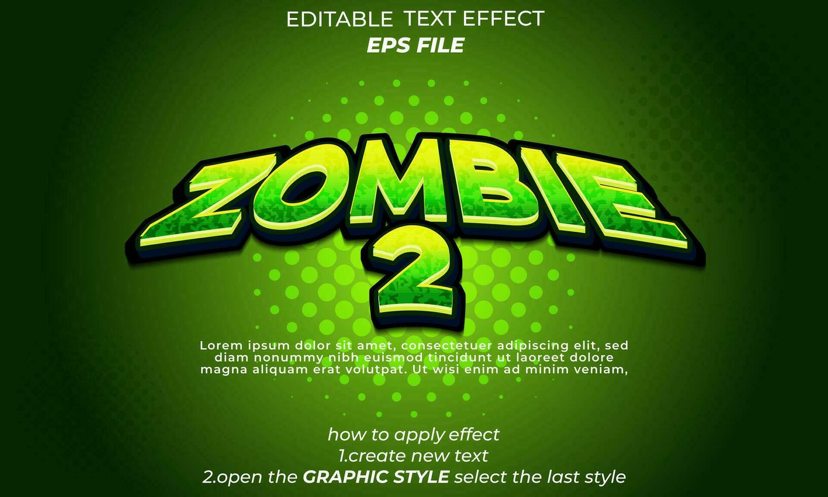 zombi texto efecto, tipografía, 3d texto vector