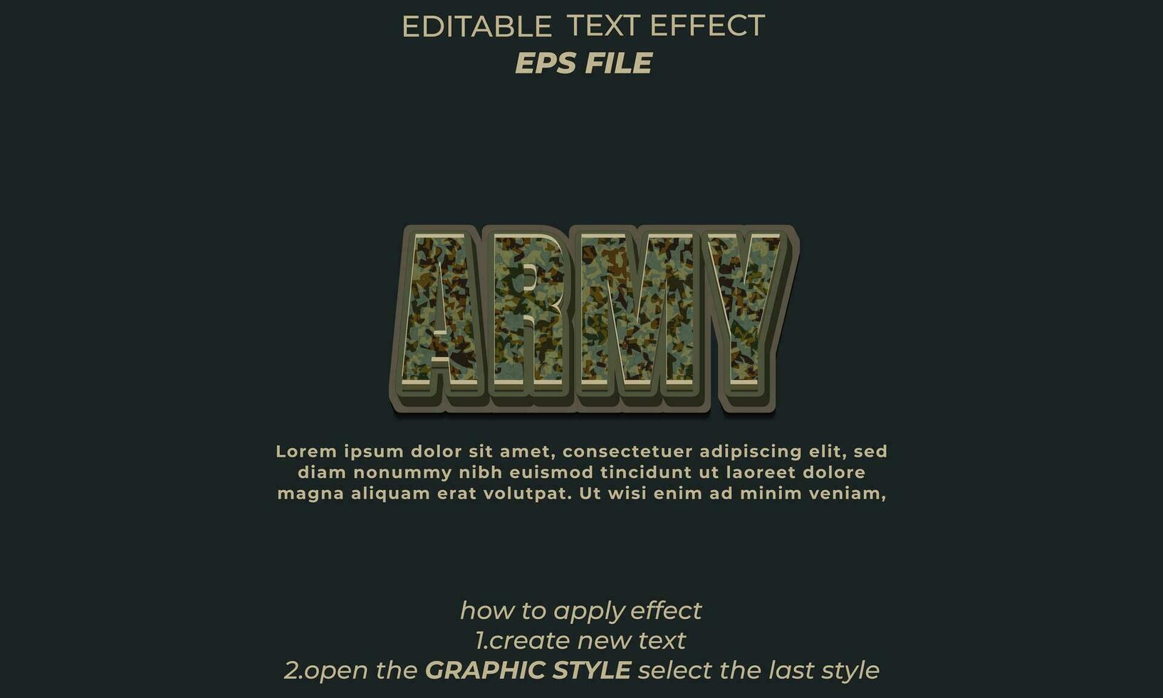 army text effect, typography, 3d text vector