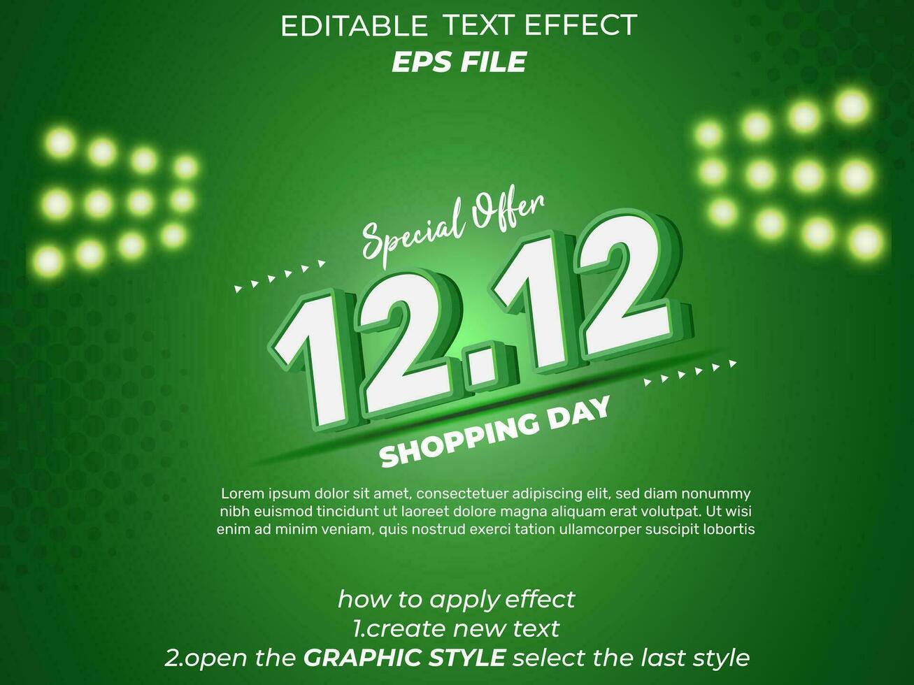 12.12 shopping day anniversary text effect, 3d text, editable for commercial promotion vector