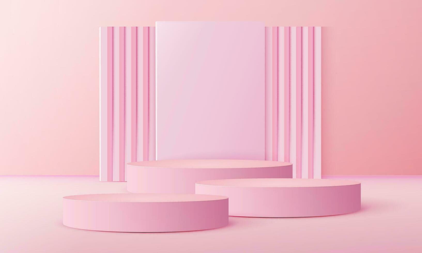 Luxury pink pastel podium scene background with back drop, product presentation, mock up, show cosmetic, product blank podium vector