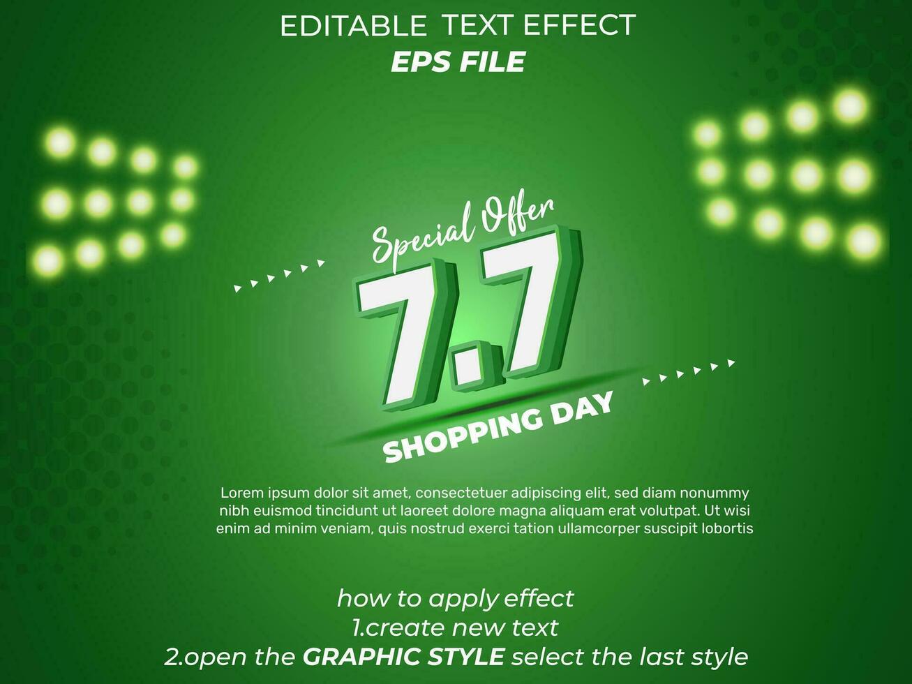 7.7 shopping day anniversary text effect, 3d text, editable for commercial promotion vector