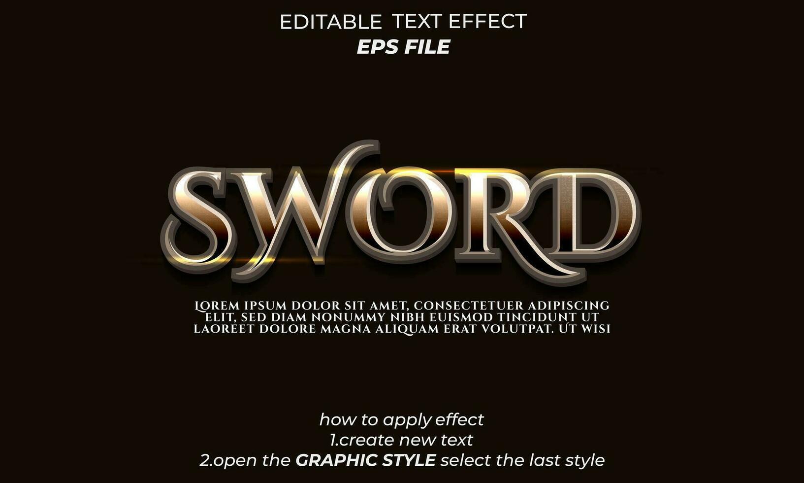 sword text effect, typography, 3d text vector
