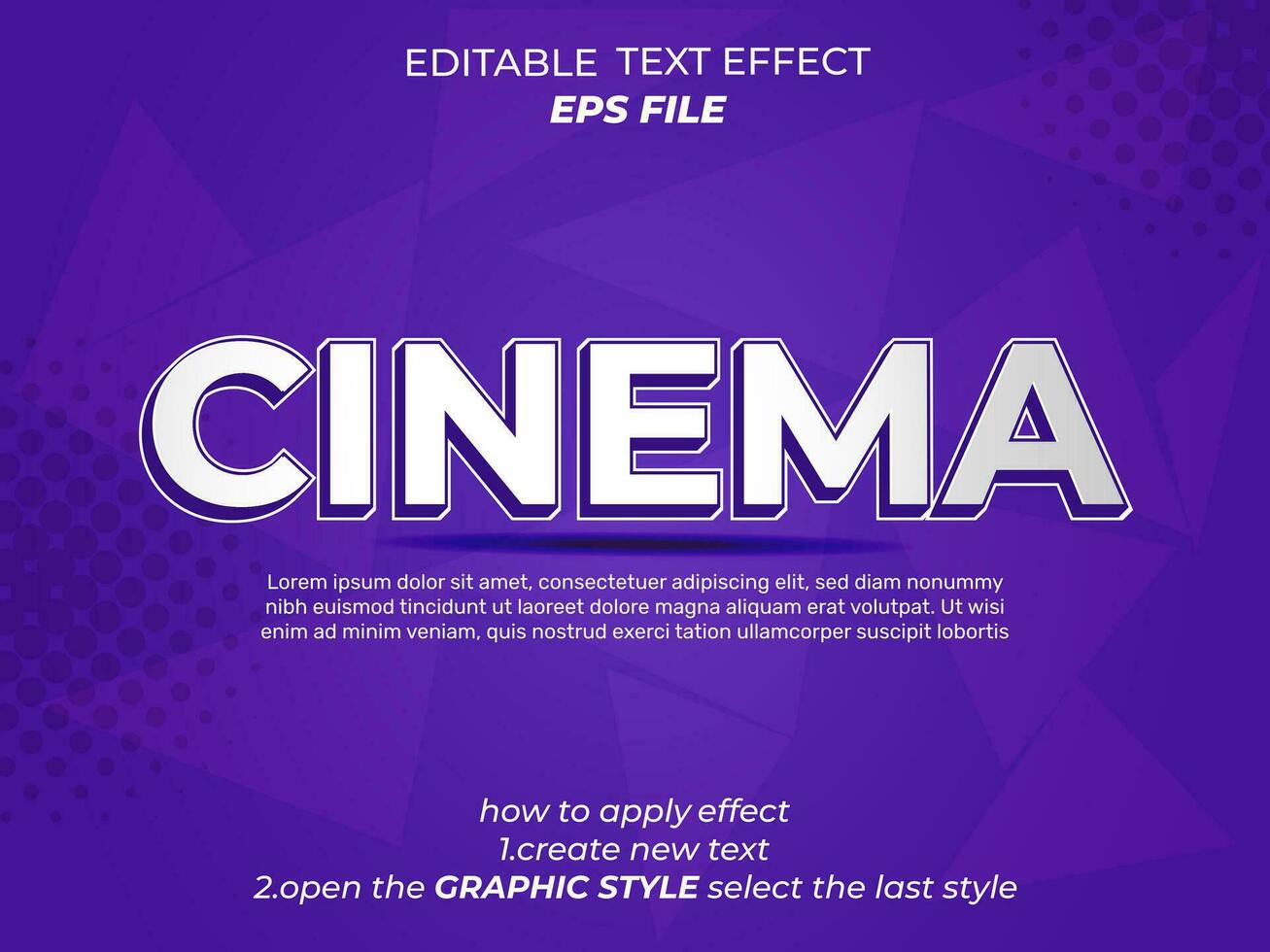 cinema text effect, typography, 3d text. vector template
