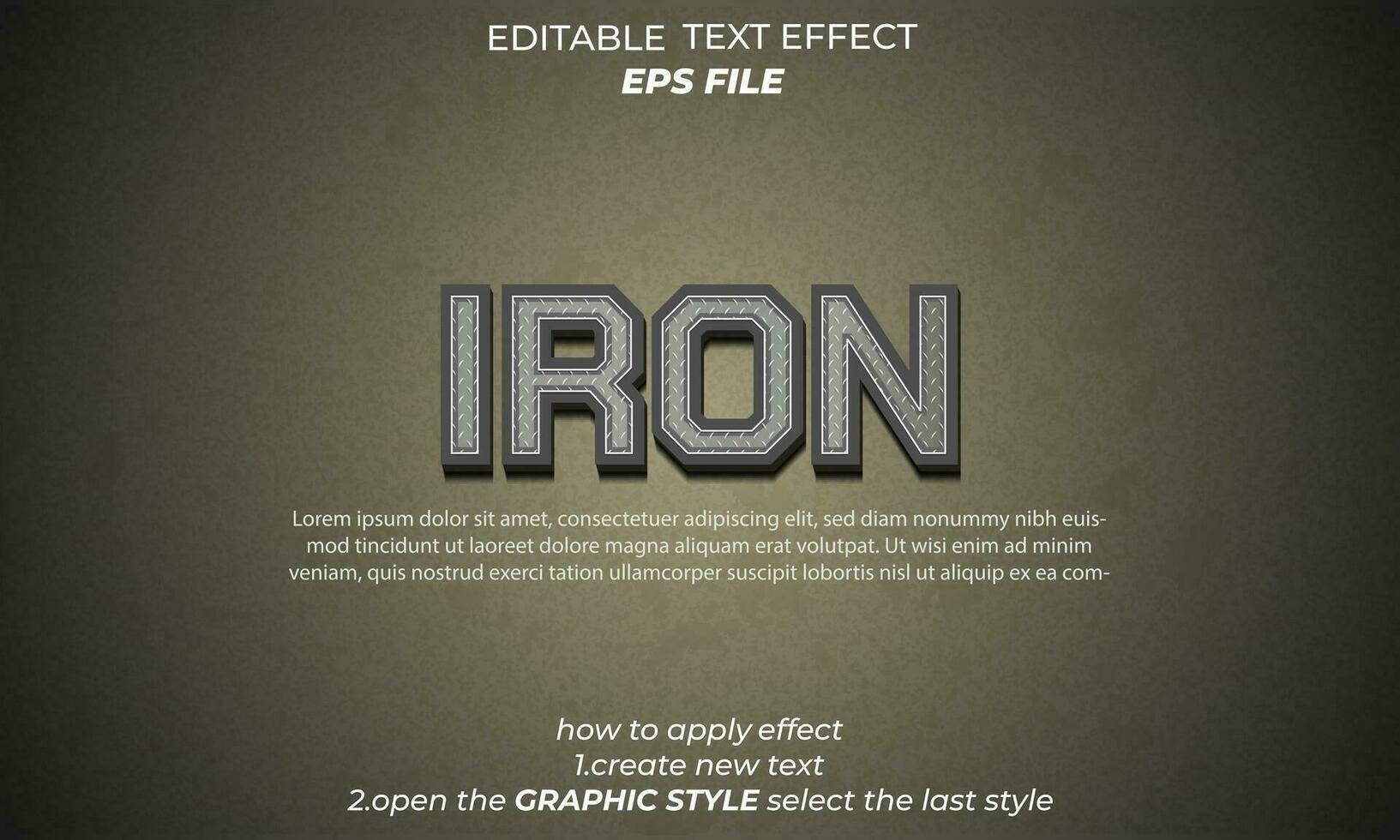 iron text effect,typography, 3d text vector