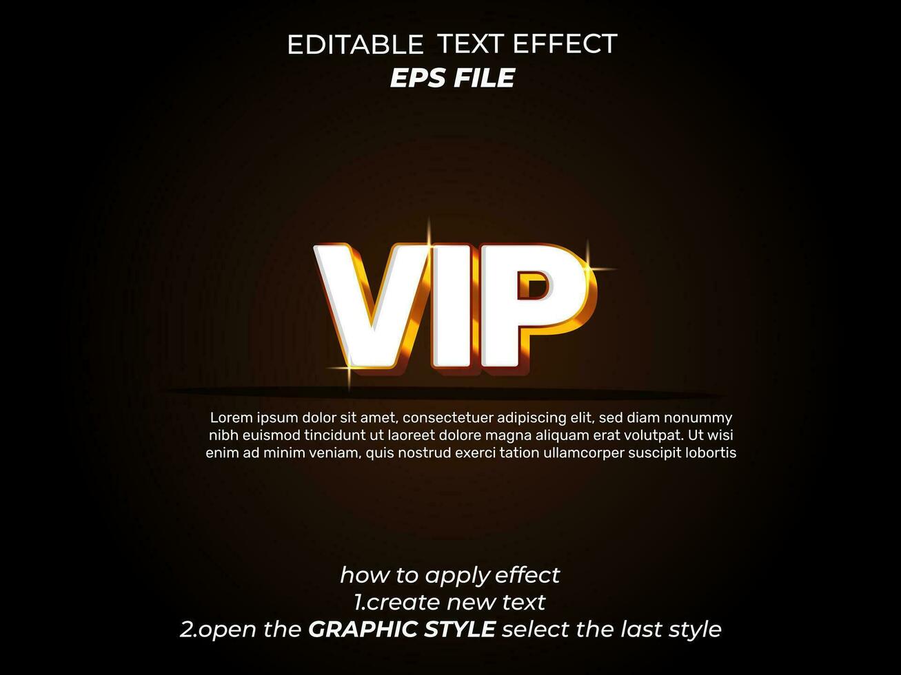 VIP text effect typography, 3d text. vector template