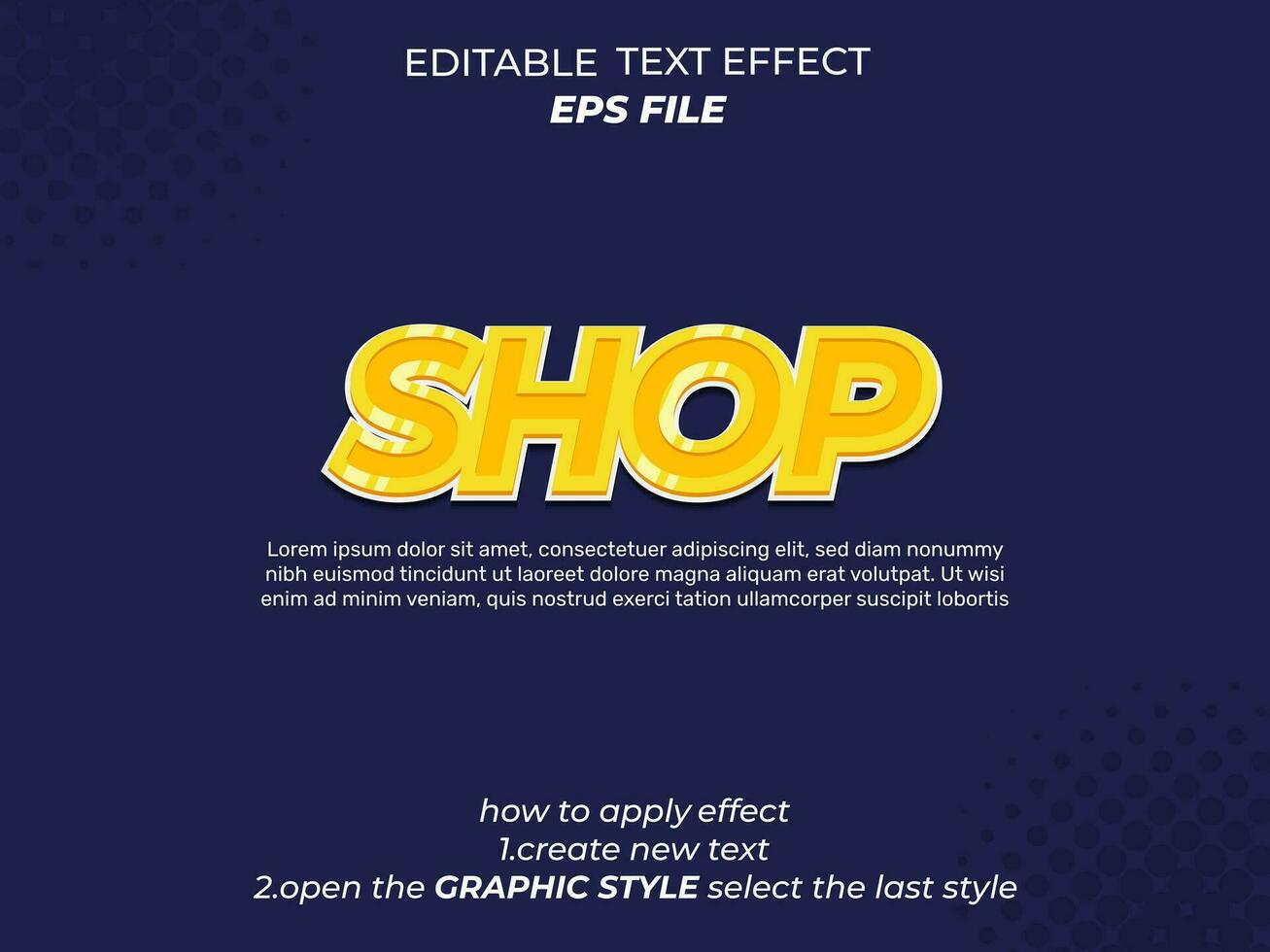 shop text effect typography, 3d text. vector template