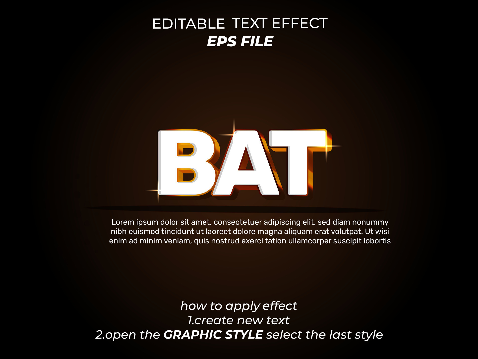 bat text effect typography, 3d text. vector template 25695211 Vector