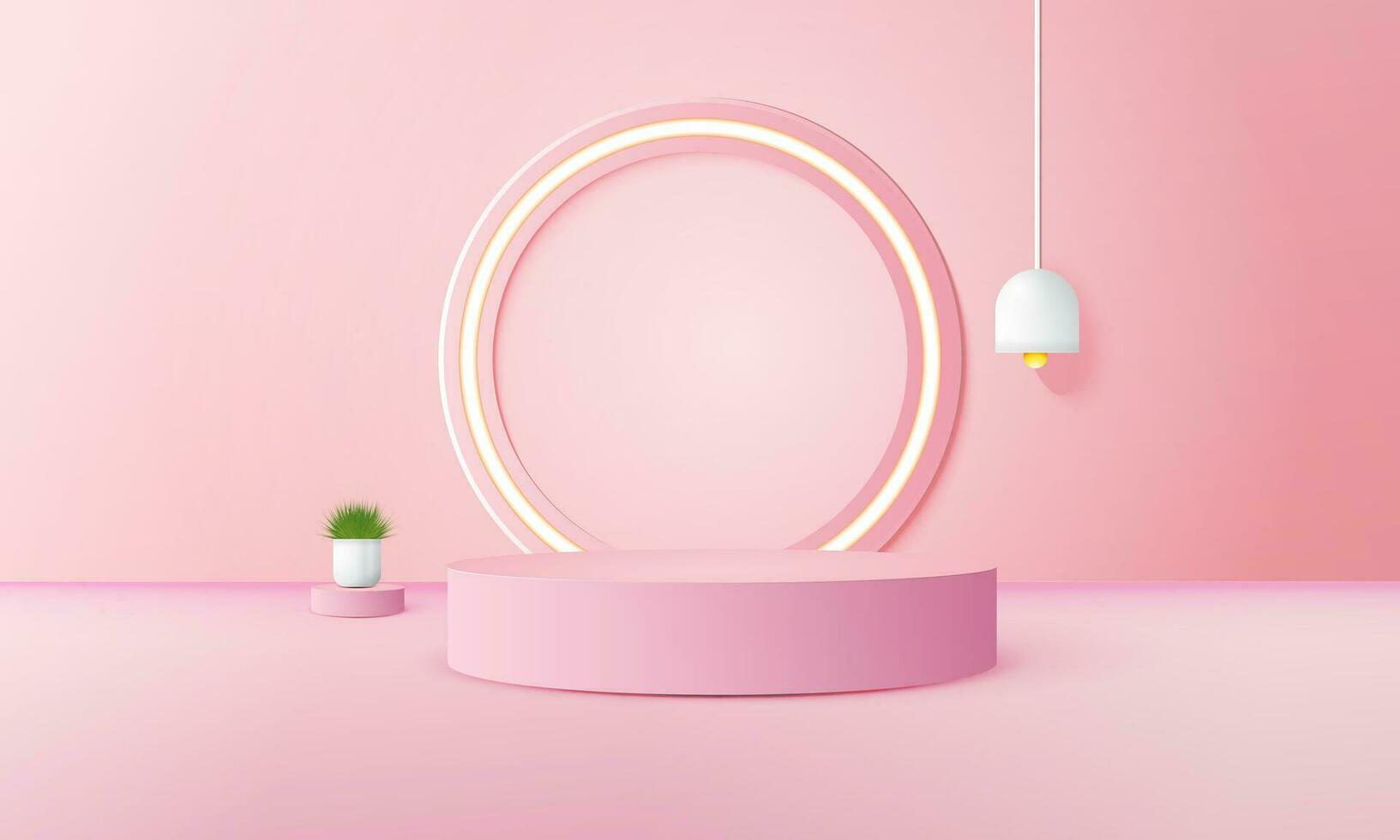 3d geometric pink podium with copy space area, for product display, product placement, mockup. vector template