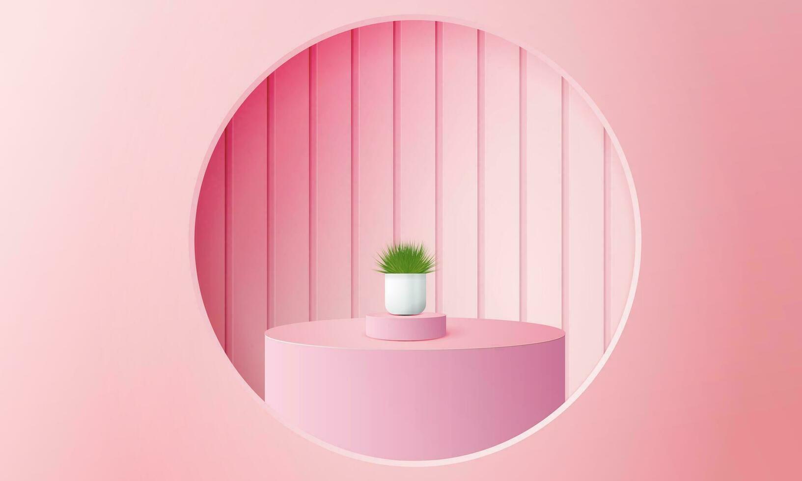 3d geometric pink podium with copy space area, for product display, product placement, mockup. vector template
