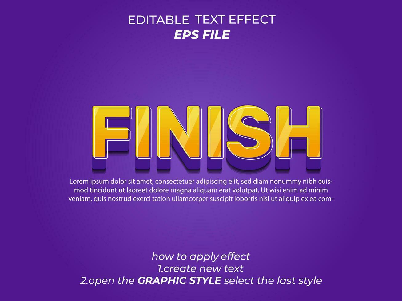 finish text effect typography, 3d text. vector template