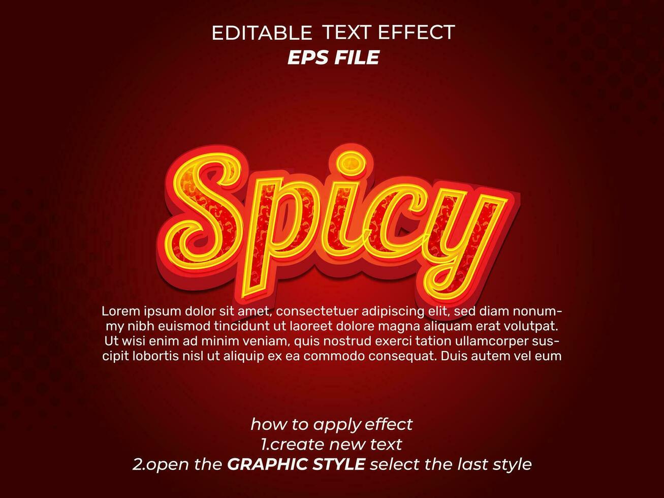 spicy text effect, typography, 3d text. vector template