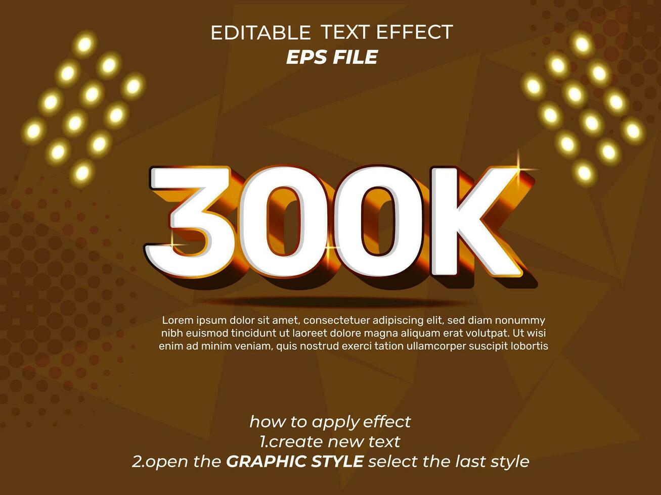 300k text effect, typography, 3d text. vector template