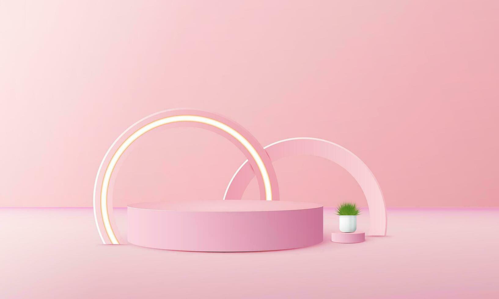 3d geometric pink podium with copy space area, for product display, product placement, mockup. vector template