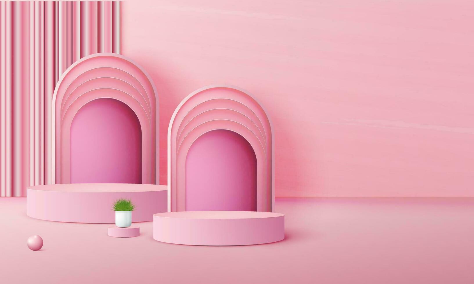 3d realistic pink podium with copy space area, blank space for product placement, product display, mockup. vector template