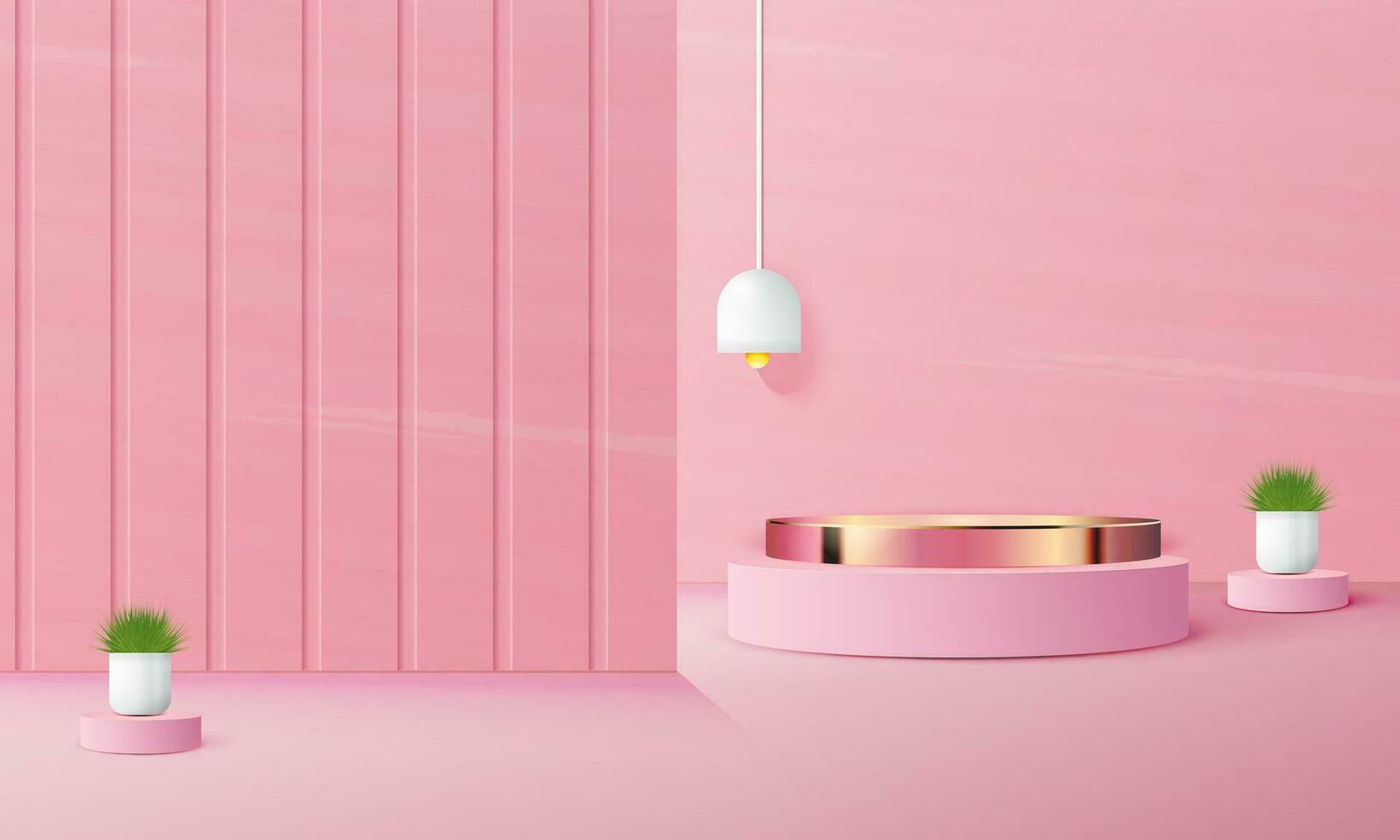 3d realistic pink podium with copy space area, blank space for product placement, product display, mockup. vector template