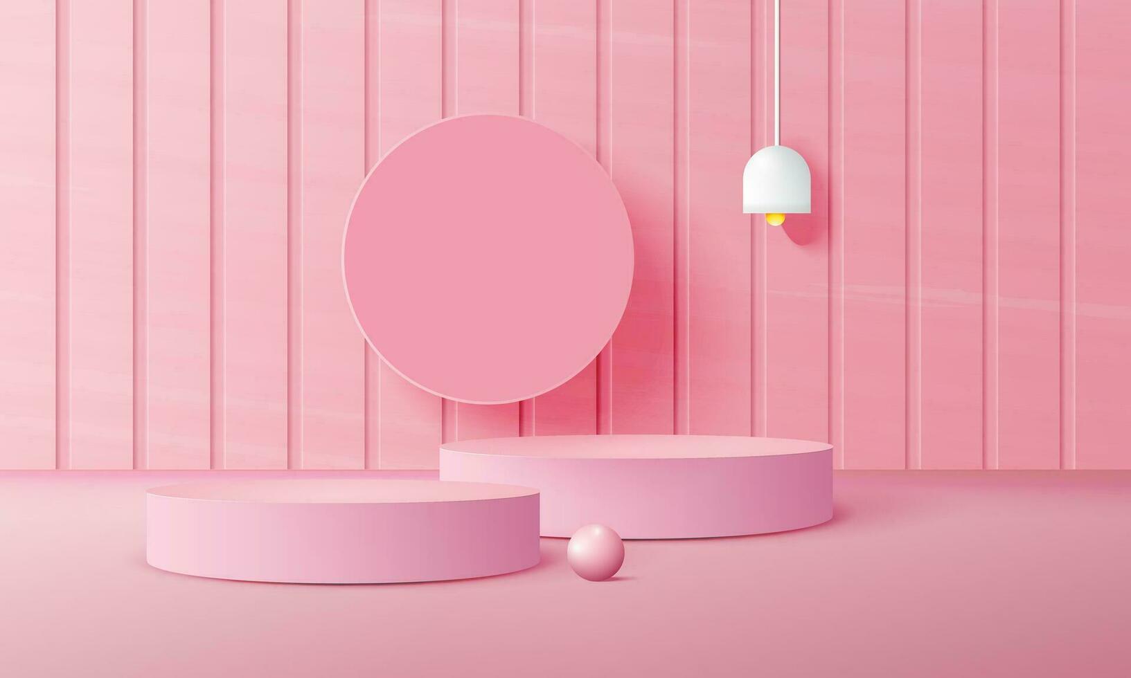 3d realistic pink podium with copy space area, blank space for product placement, product display, mockup. vector template