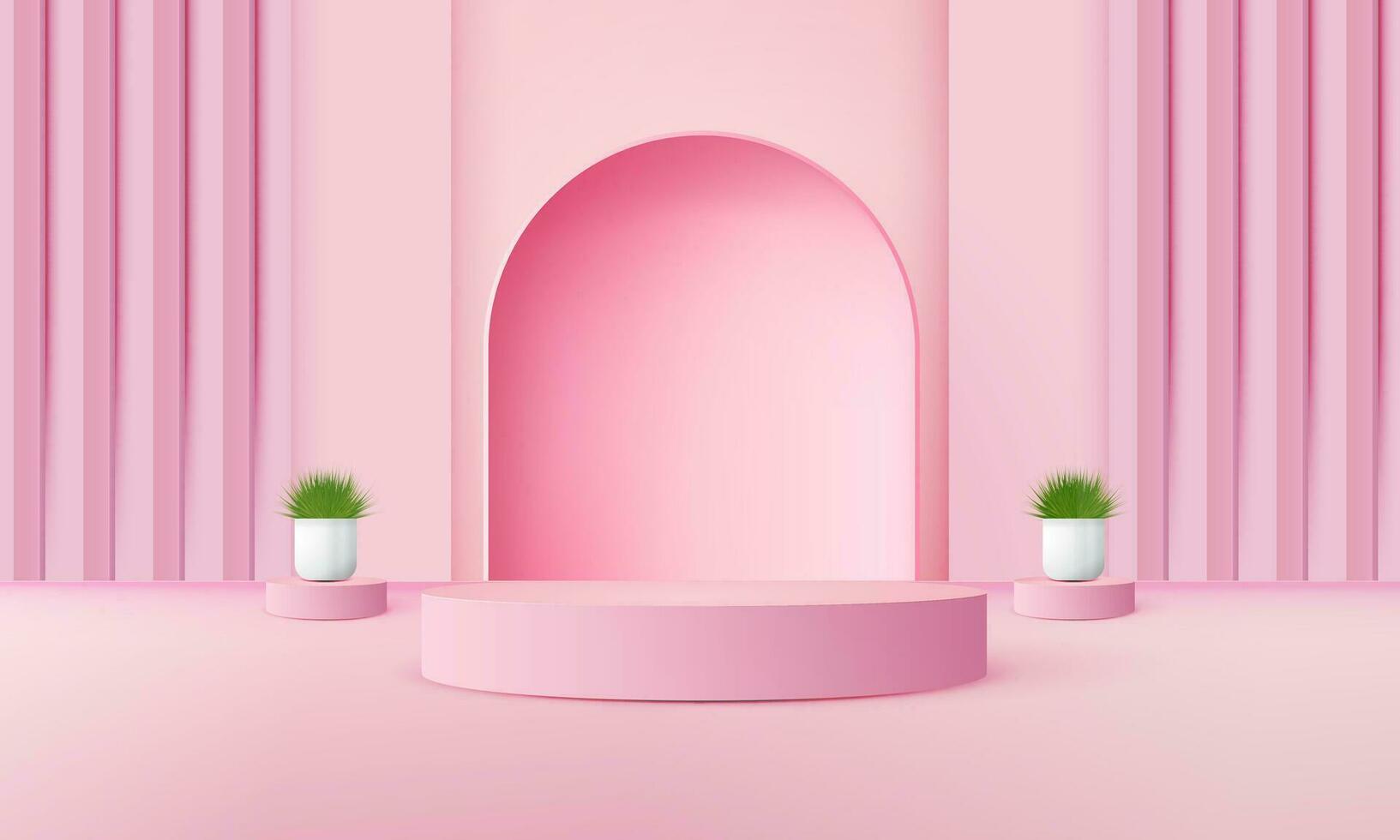 3d realistic pink podium with copy space area, blank space for product placement, product display, mockup. vector template