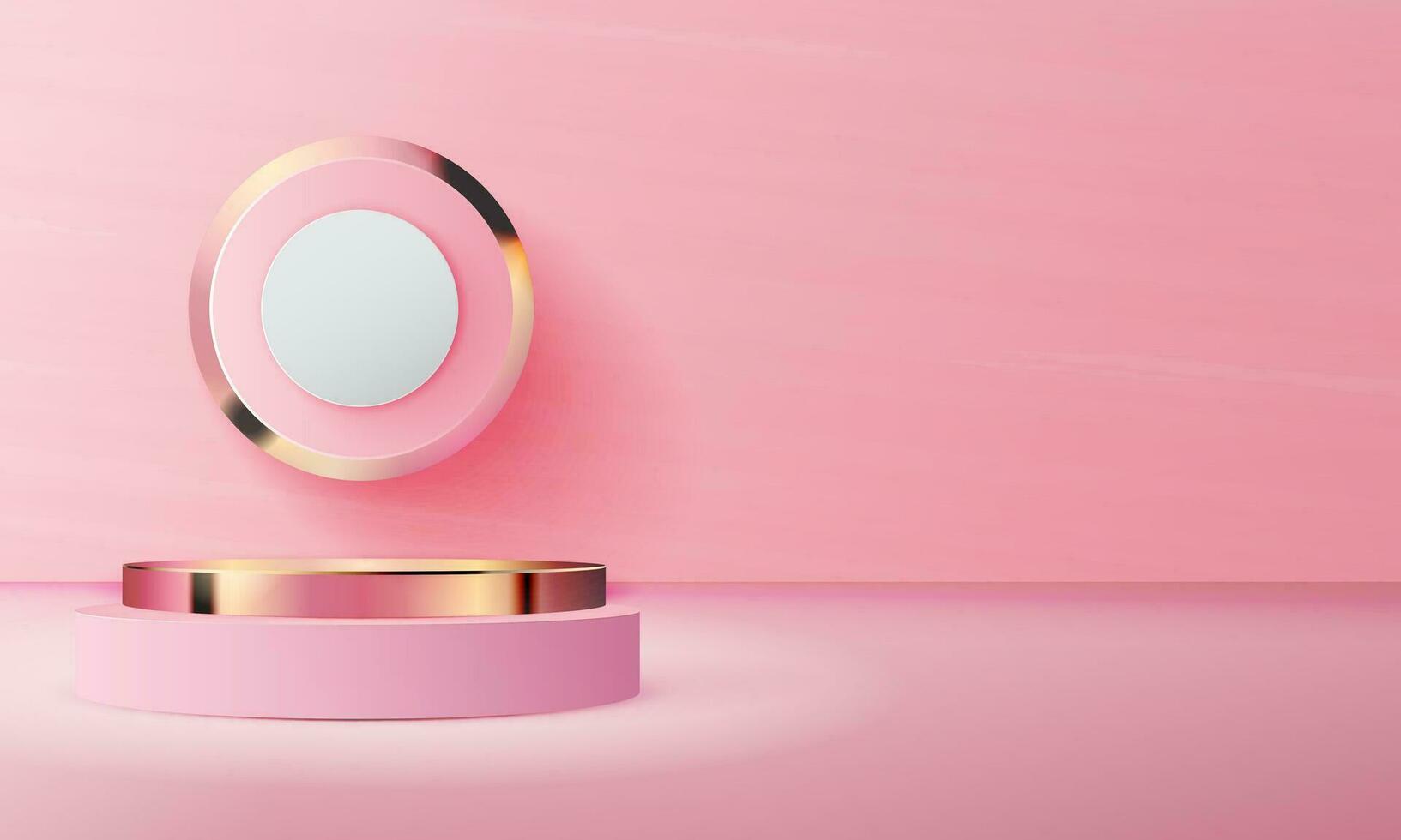 3d geometric pink podium with copy space area, for product display, product placement, mockup. vector template