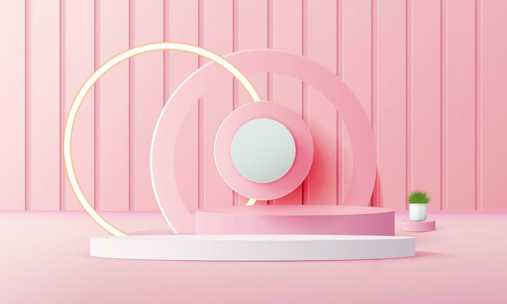 3d geometric pink podium with copy space area, for product display, product placement, mockup. vector template