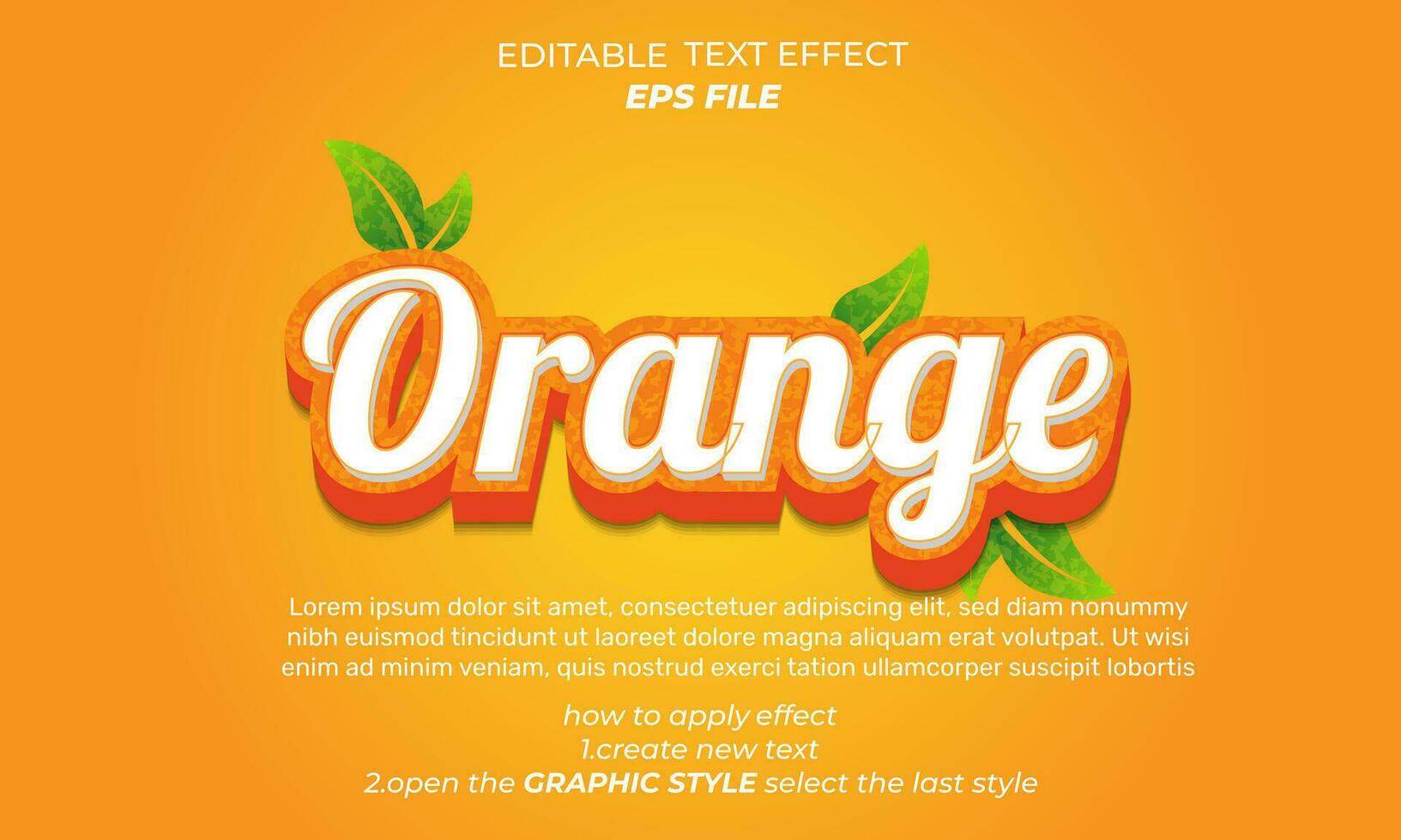 naranja texto efecto, tipografía, 3d texto. vector modelo