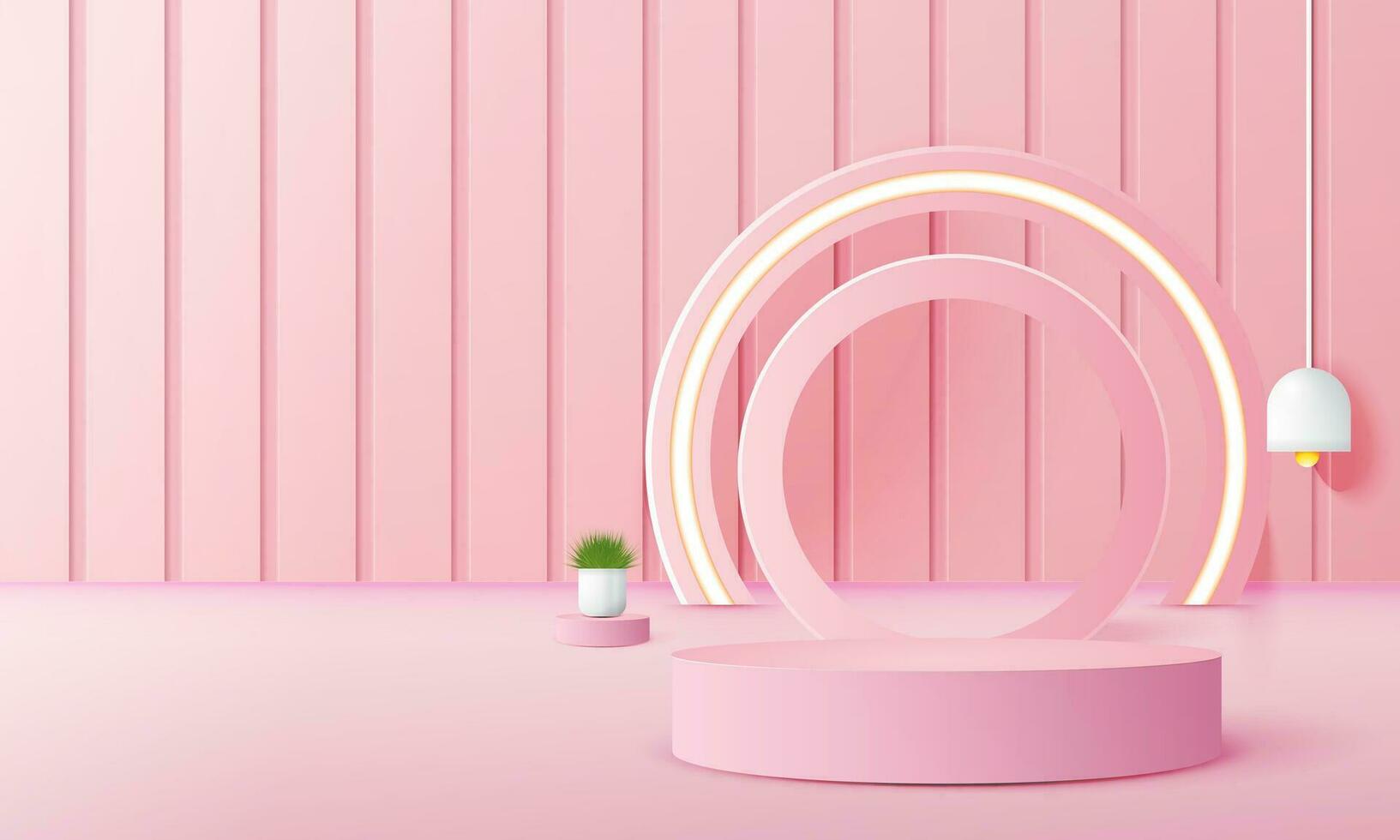 3d geometric pink podium with copy space area, for product display, product placement, mockup. vector template