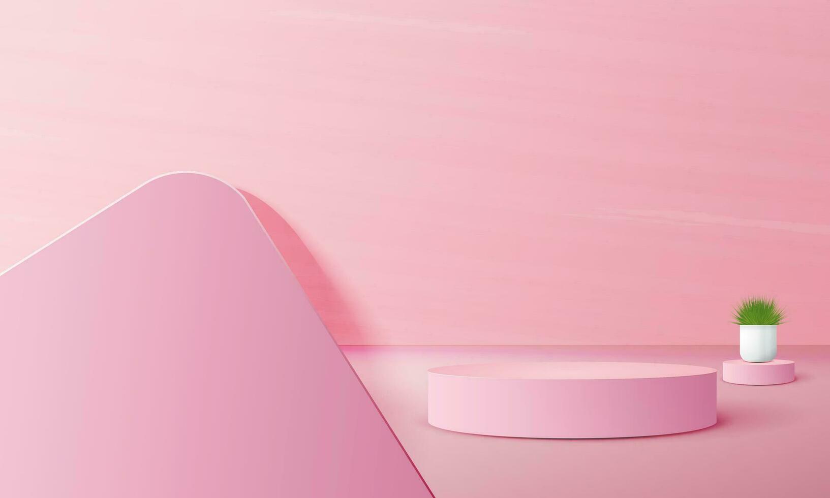 3d realistic pink podium with copy space area, blank space for product placement, product display, mockup. vector template