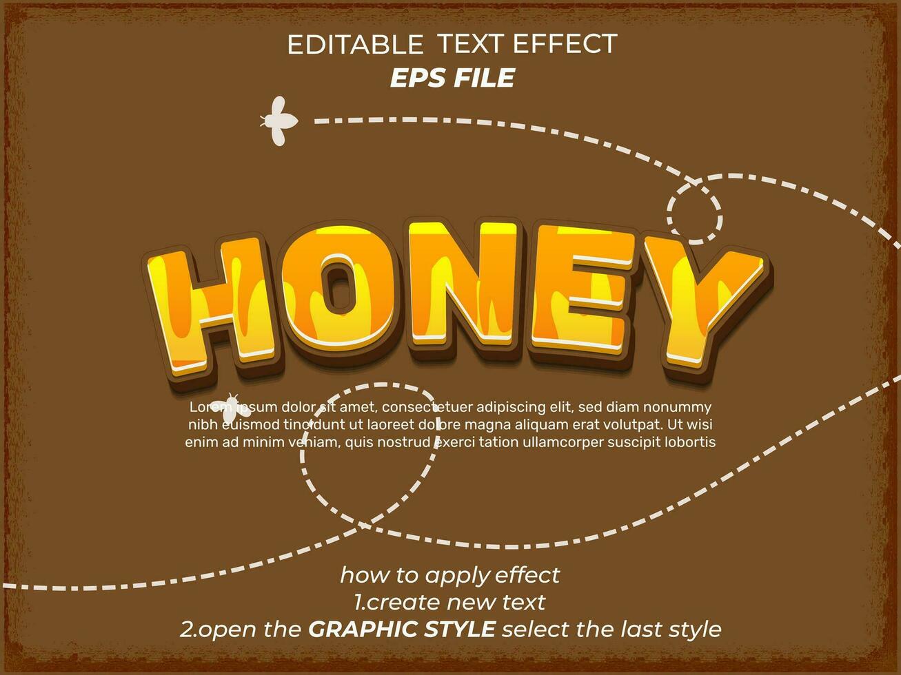 honey text effect, typography, 3d text. vector template