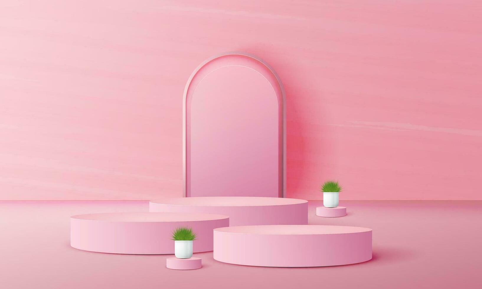 3d realistic pink podium with copy space area, blank space for product placement, product display, mockup. vector template