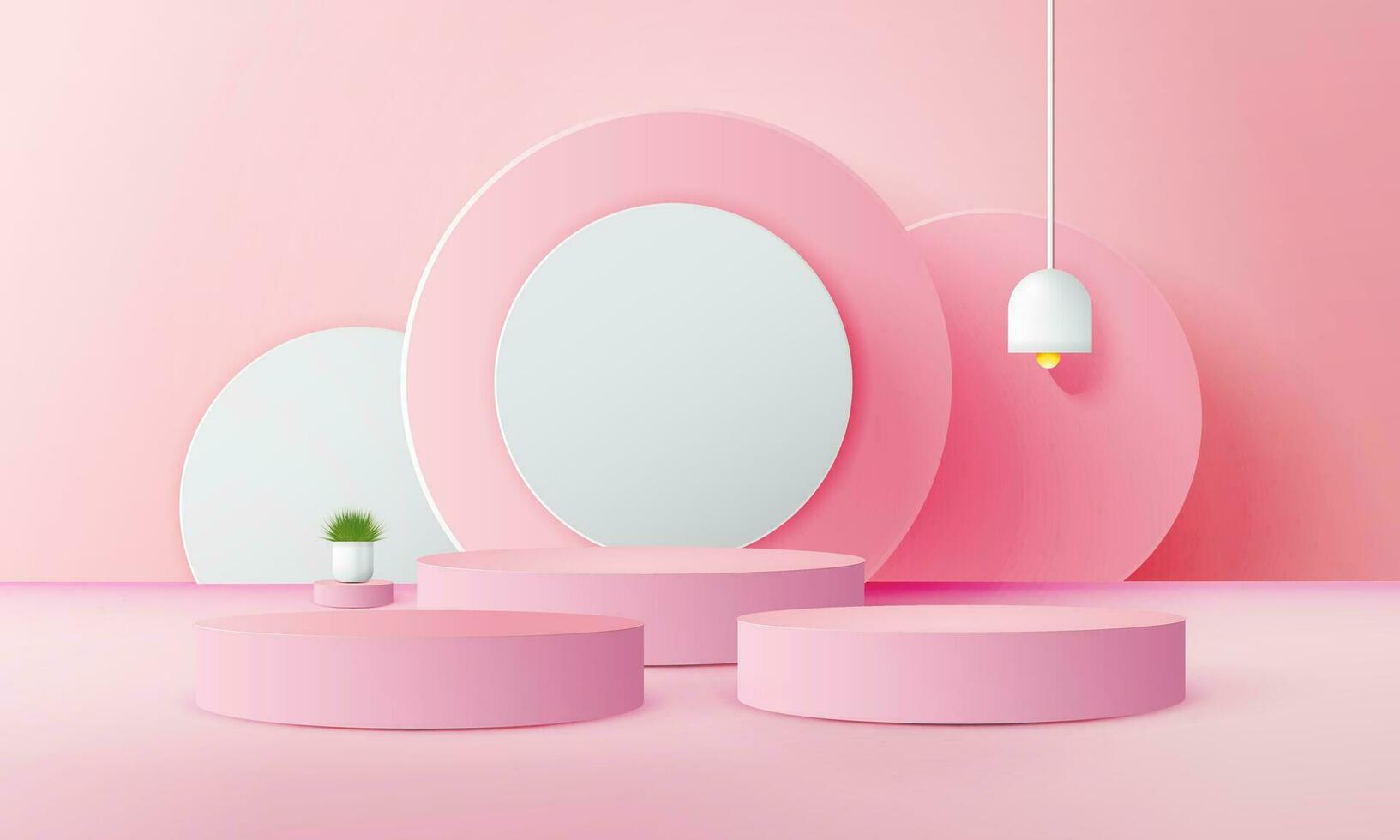 3d realistic pink podium with copy space area, blank space for product placement, product display, mockup. vector template