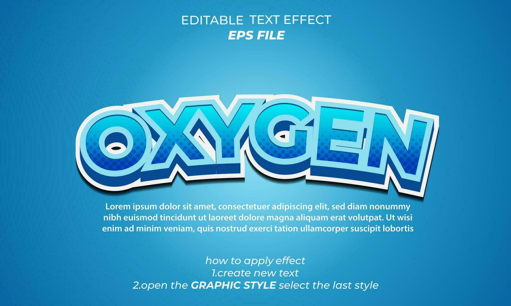 oxygen text effect,  typography, 3d text. vector template