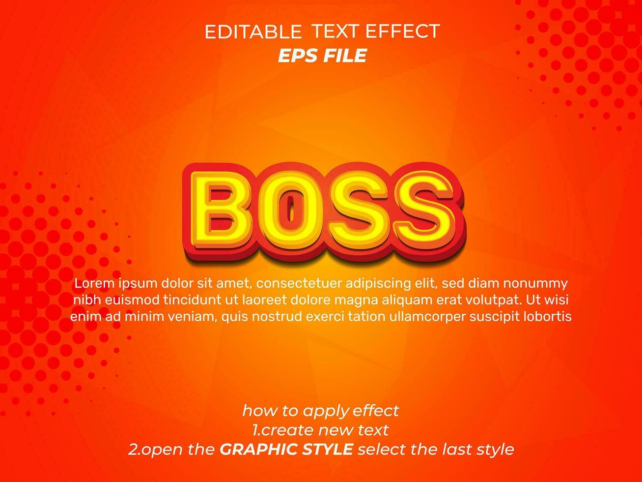 boss text effect, typography, 3d text. vector template