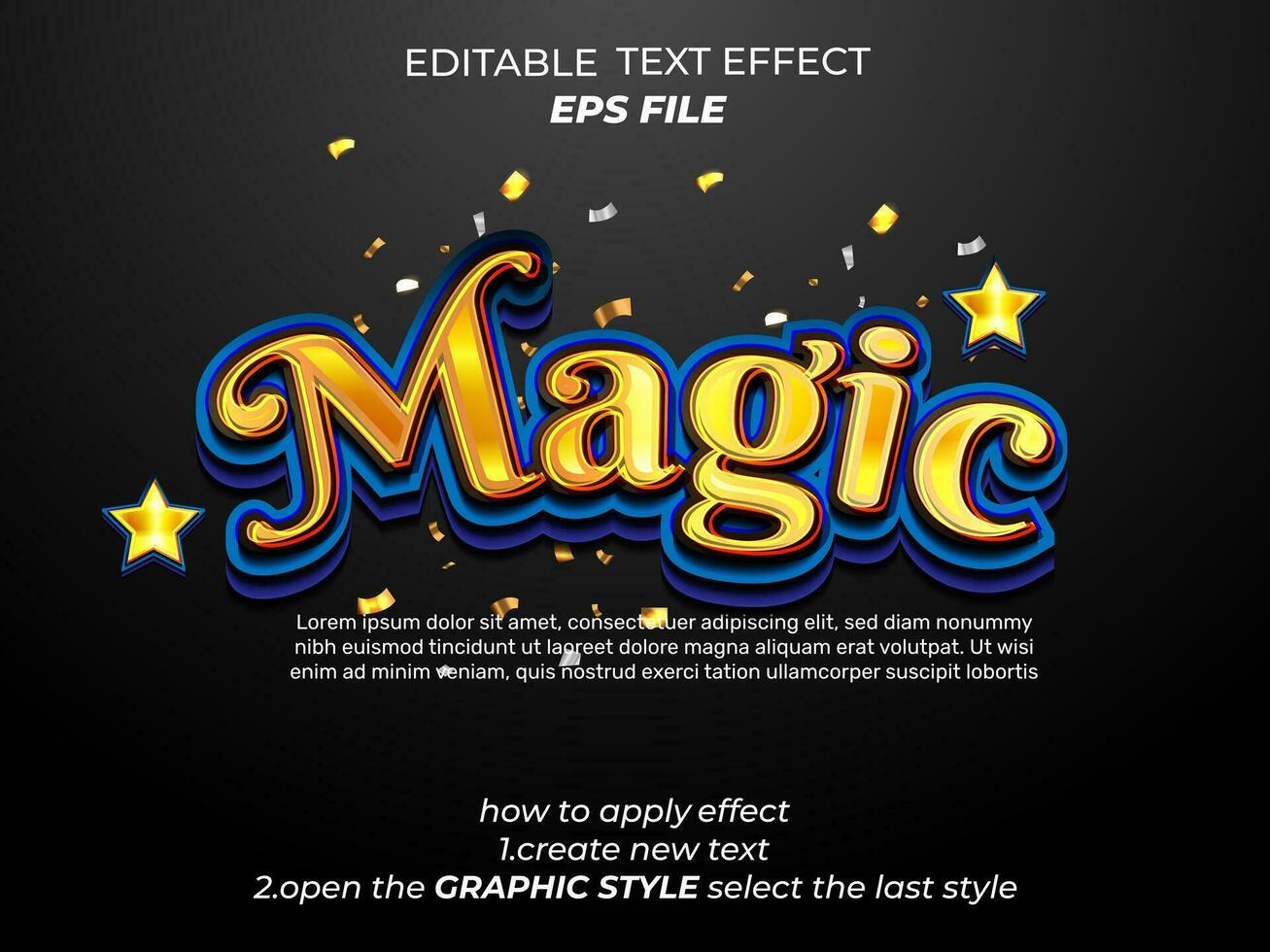magic text effect, typography, 3d text. vector template