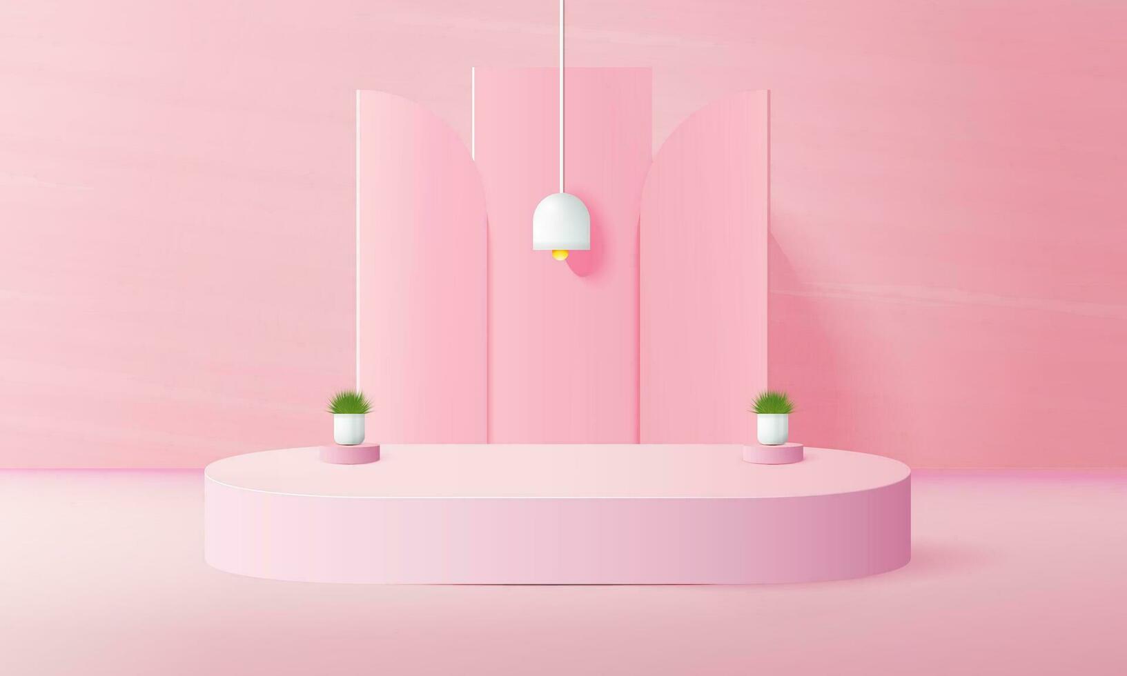 pink podium scene background with backdrop, for product presentation, mock up, show cosmetic. vector